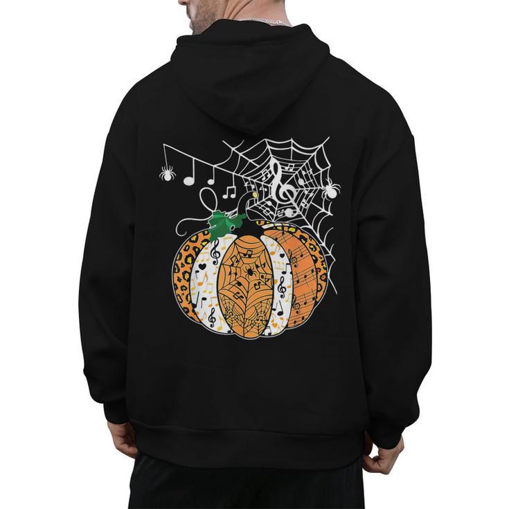 Pumpkin Music Teacher Halloween Fall Music Notes Autumn Men's Hoodie Back Print
