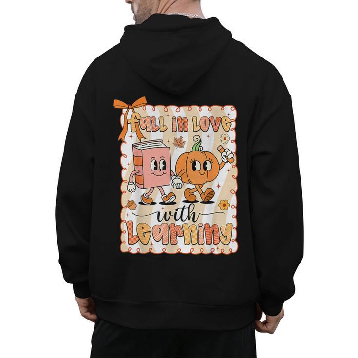 Pumpkin Teacher Preppy Fall In Love With Learning Autumn Men's Hoodie Back Print