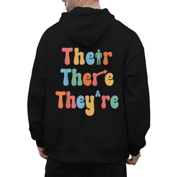 There Their They'Re English Class Grammar Joke Teacher Men's Hoodie Back Print