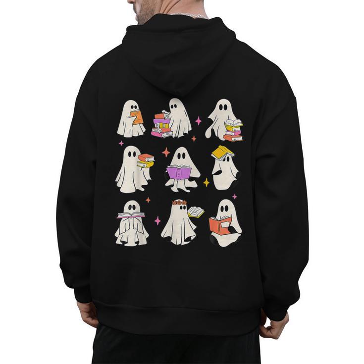 Read More Books Spooky Teacher Halloween Ghost Reading Book Men's Hoodie Back Print