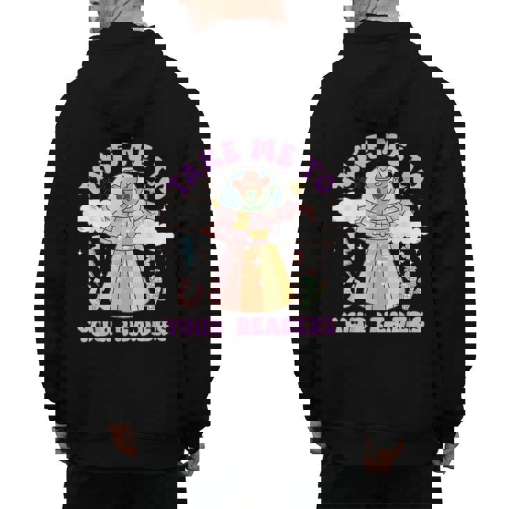 Take Me To Your Readers Alien Teacher Halloween Literacy Men&#x27;s Hoodie Back Print