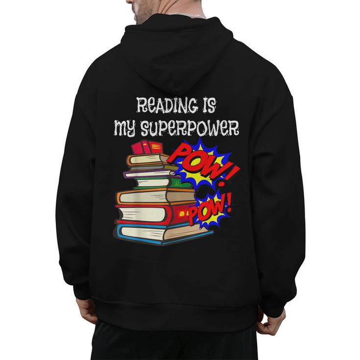 Reading Is My Super Power Superhero Best English Teacher Men's Hoodie Back Print