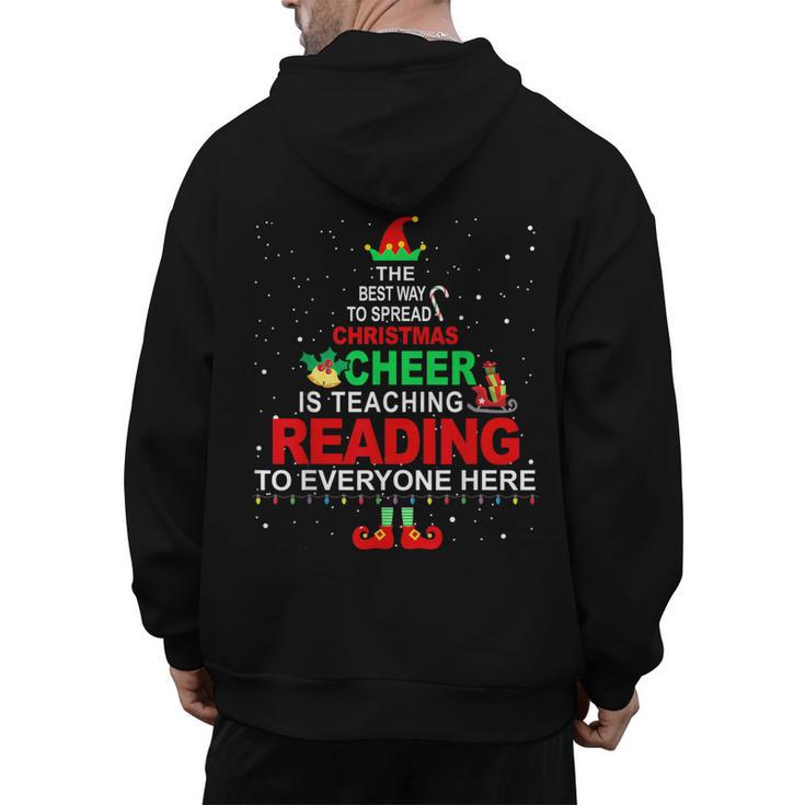 Reading Teacher Christmas Shirt Elf Christmas Cheer For Men Women Men's Hoodie Back Print