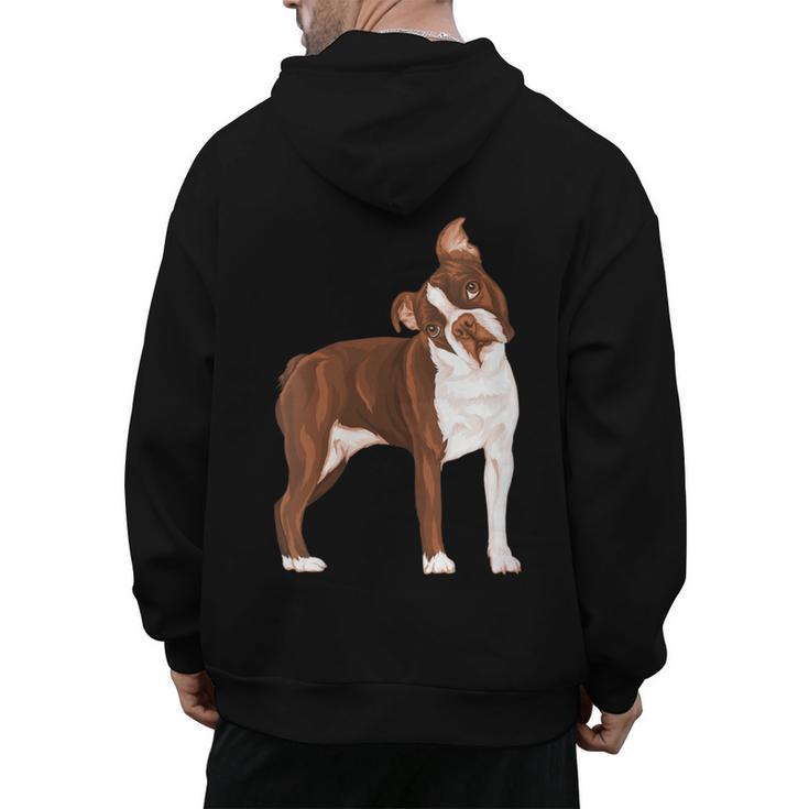 Red Boston Terrier Dog Men's Hoodie Back Print