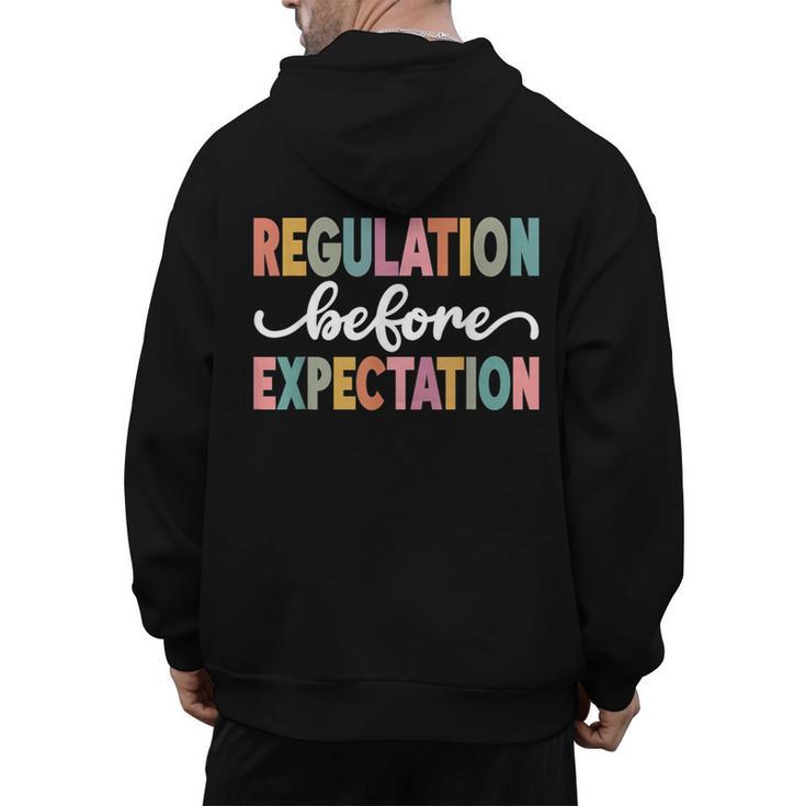 Regulation Before Expectation Cute ABA SPED Teacher Therapy Men's Hoodie Back Print