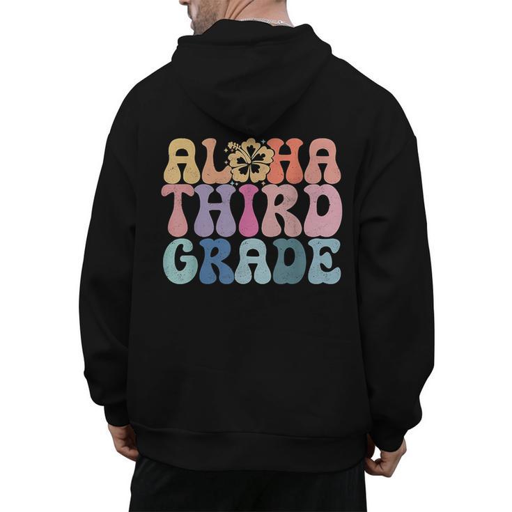 Retro Aloha Third Grade Teacher Summer Vacation Beach Hawaii Men's Hoodie Back Print