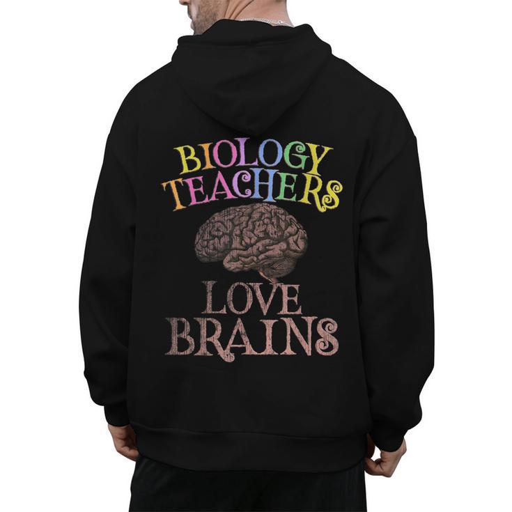Retro BIOLOGY TEACHERS LOVE BRAINS This Is My Scary STEM Men's Hoodie Back Print