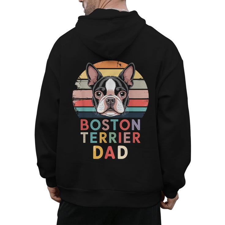 Retro Boston Terrier Dad Men's Hoodie Back Print