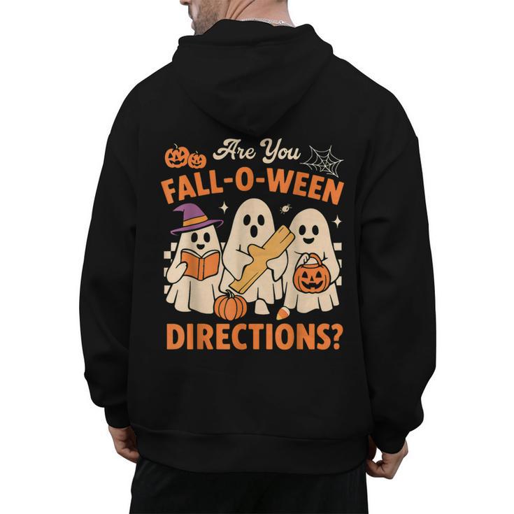 Retro Are You Fall O Ween Directions Ghost Teacher Spooky Men's Hoodie Back Print