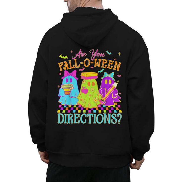 Retro Are You Falloween Direction Teacher Spooky Halloween Men's Hoodie Back Print