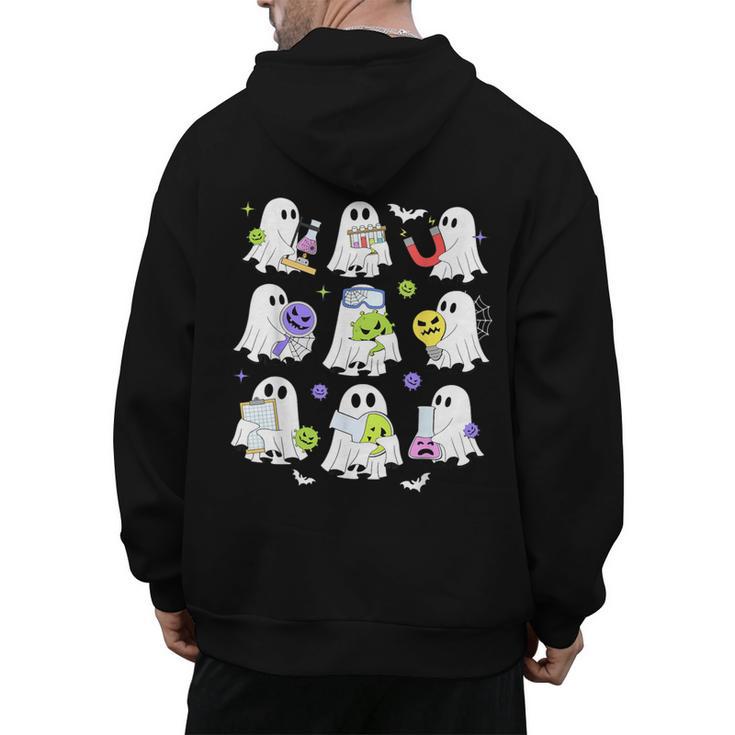 Retro Halloween Science Teacher Ghost Laboratory Teacher Men's Hoodie Back Print
