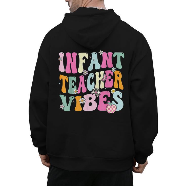 Retro Infant Teacher Vibes Women Daycare Teacher Men's Hoodie Back Print