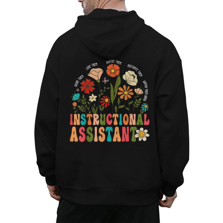 Retro Instructional Assistant Wildflowers Teacher Aide Men's Hoodie Back Print