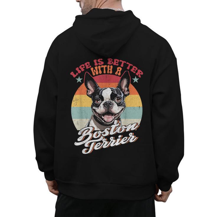 Retro Life Is Better With Boston Terrier Mom Dog Lover Men's Hoodie Back Print