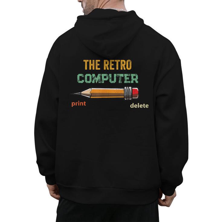 Retro Old-School Computer Pencil Tech Teacher Men's Hoodie Back Print