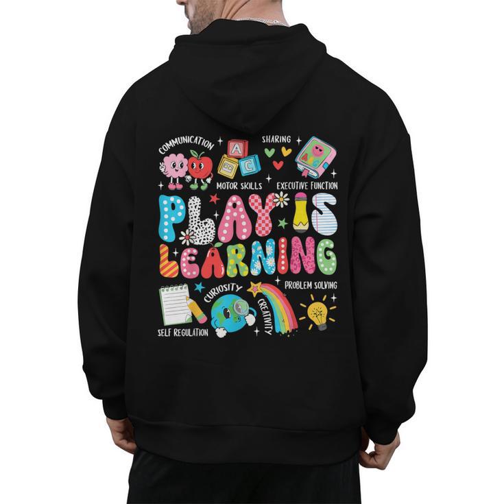 Retro Play Is Learning Kindergarten Teacher Team Women Men's Hoodie Back Print