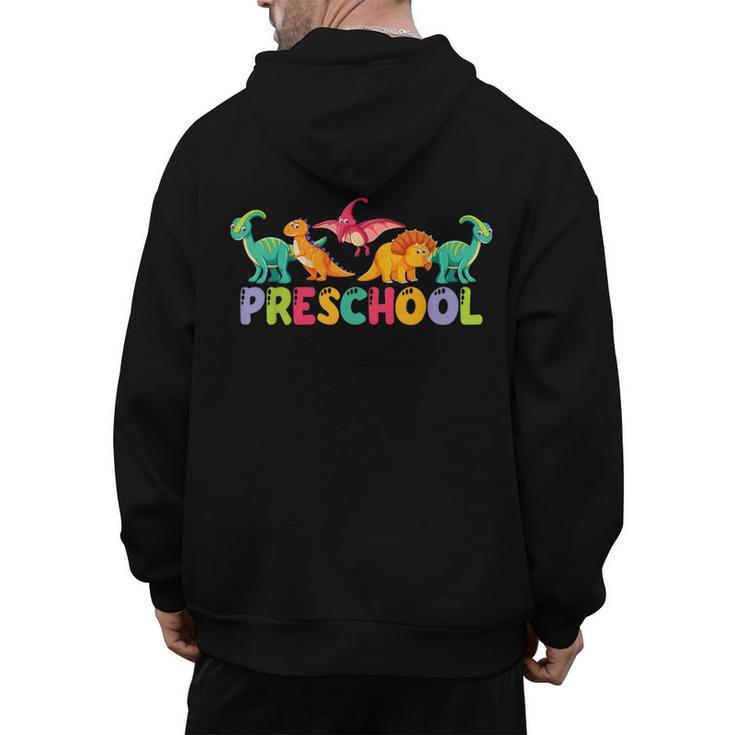 Retro Preschool Cute Dinosaur Preschool Teacher Kids Boys Men's Hoodie Back Print