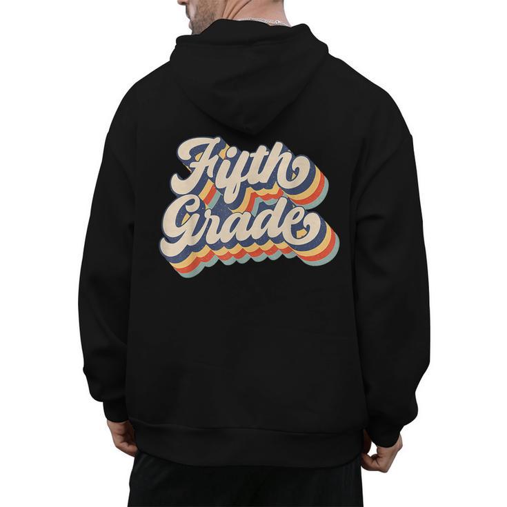 Retro Sunset Fifth Grade Teacher & Student Back To School Men's Hoodie Back Print
