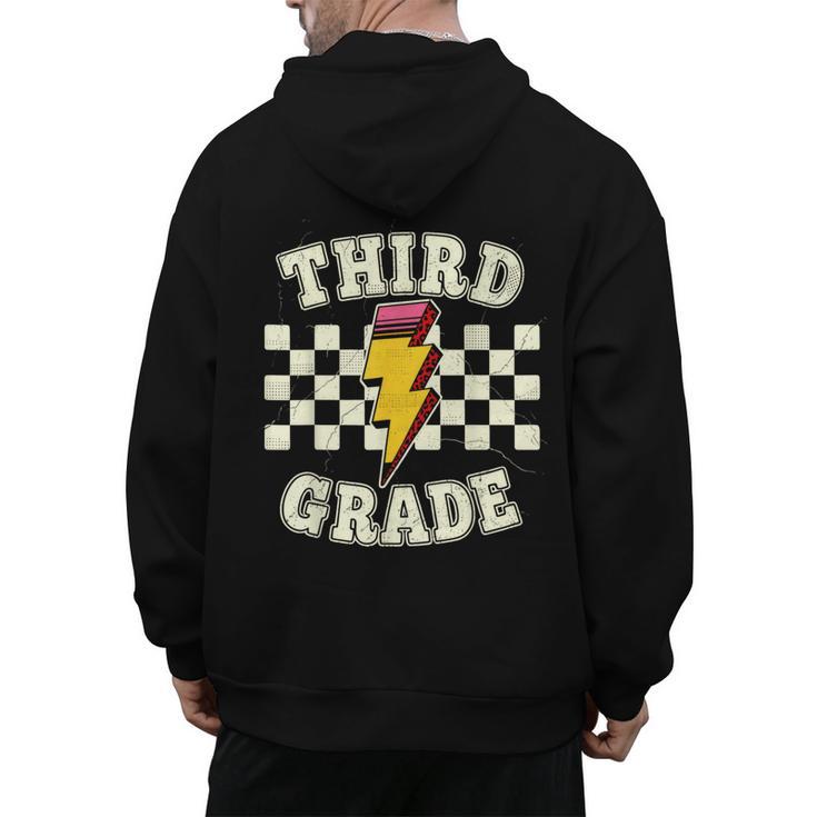 Retro Third Grade Teacher Lightning Bolt Pencil Teacher Kids Men's Hoodie Back Print