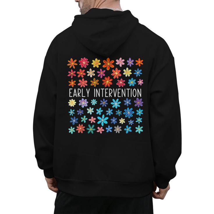 Retro Wildflower Early Intervention Teacher Interventionist Men's Hoodie Back Print