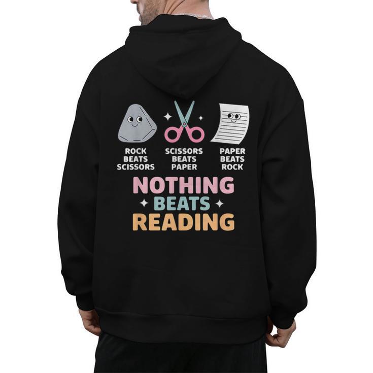 Rock Paper Scissors Teacher Librarian Nothing Beats Reading Men's Hoodie Back Print