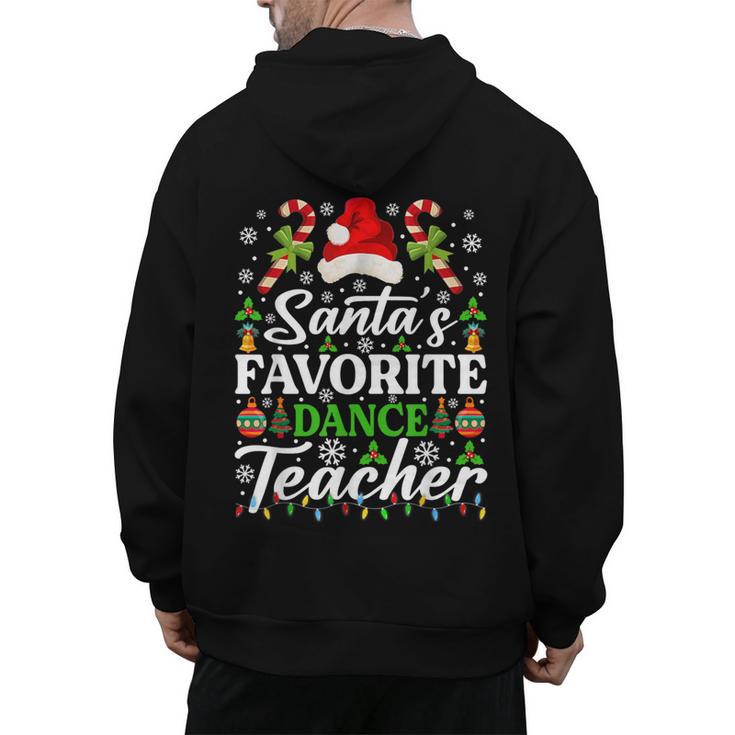 Santa's Favorite Dance Teacher Shirt Christmas Pajama Men's Hoodie Back Print