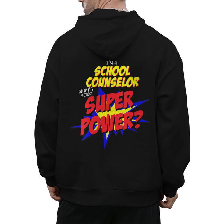 School Counselor Teacher Superhero Superpower Comic Book Men's Hoodie Back Print