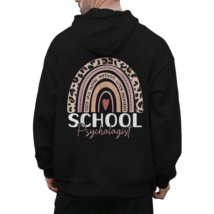 School Psych Teacher School Psychologist Leopard Rainbow Men's Hoodie Back Print