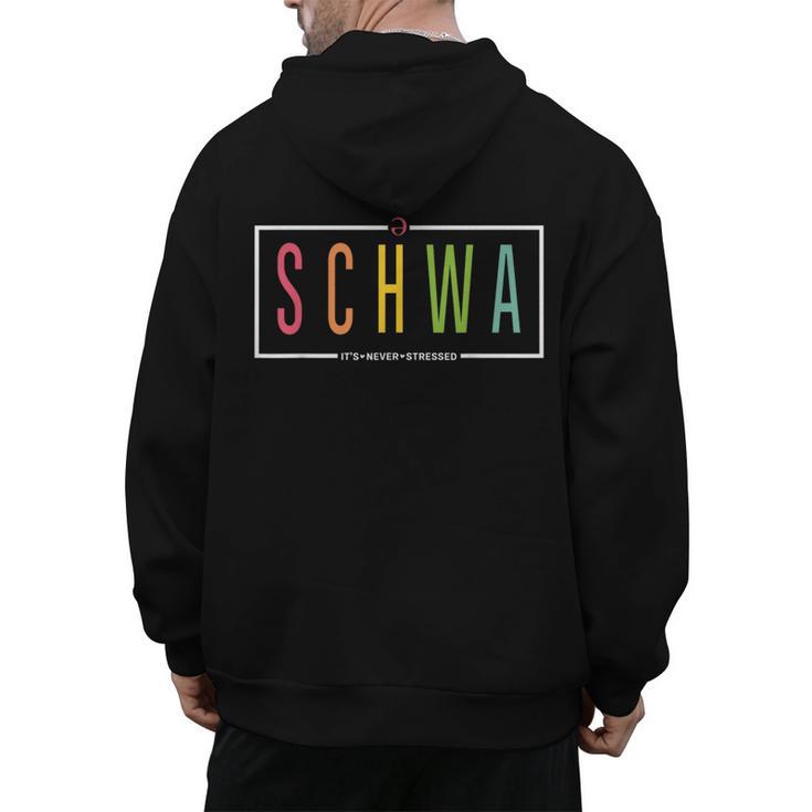 Schwa Teacher Reading Literacy For English Grammar Teachers Men's Hoodie Back Print