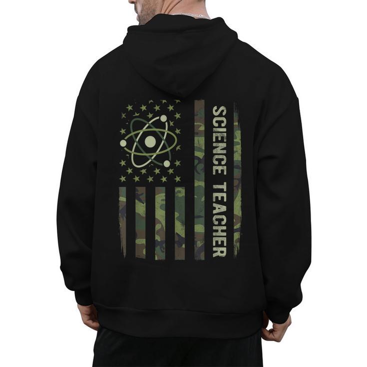 Science Teacher Camo American Flag Back To School Men's Hoodie Back Print