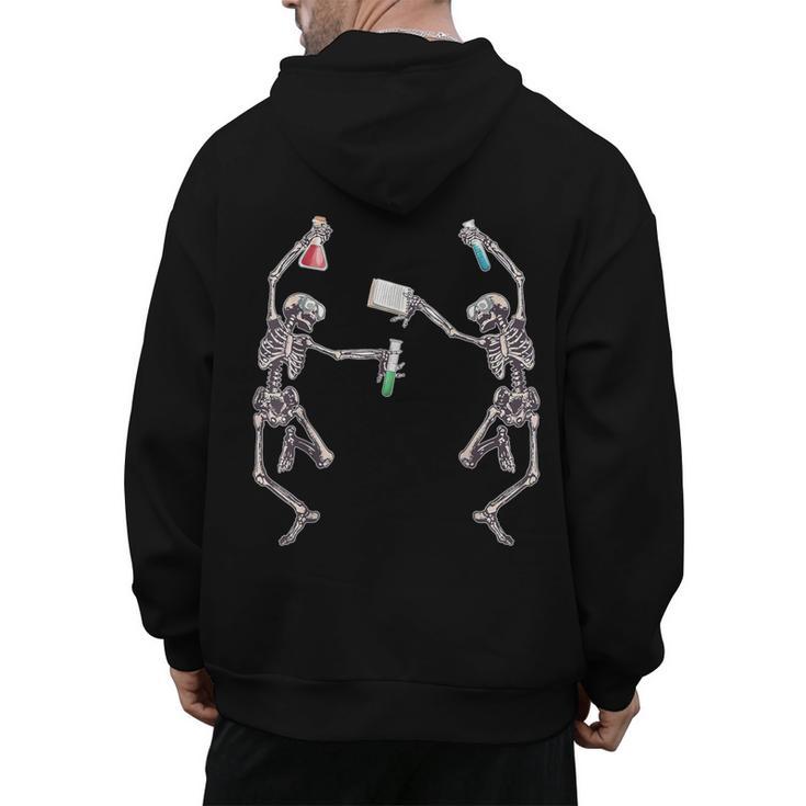 Science Teacher Dancing Skeleton Halloween Chemist Scientist Men's Hoodie Back Print