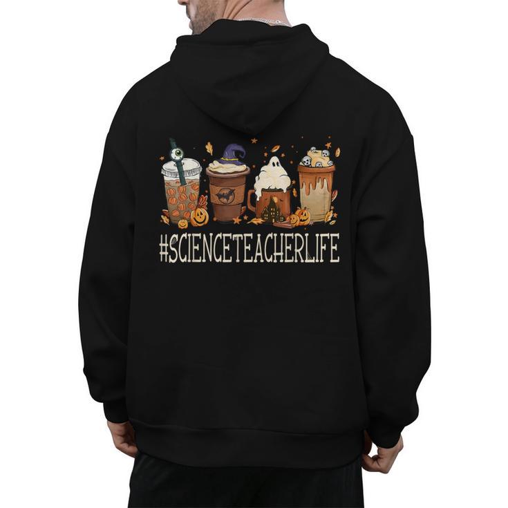 Science Teacher Horror Fall Coffee Halloween Pumpkin Autumn Men's Hoodie Back Print