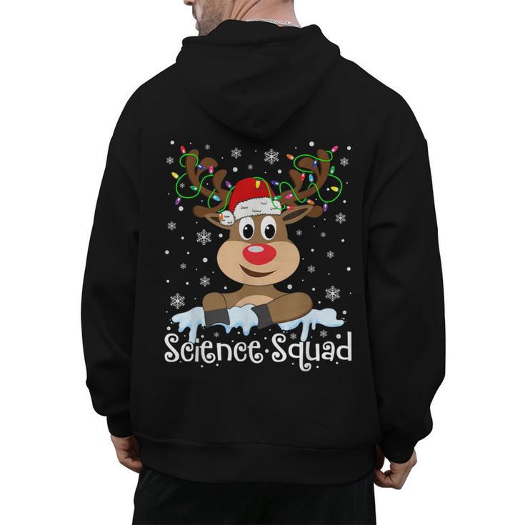 Science Teacher Squad Reindeer Christmas Teacher Xmas Lights For Men Women Men's Hoodie Back Print