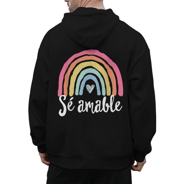 Sé Amable Spanish Bilingual Teacher Be Kind Boho Rainbow Men's Hoodie Back Print