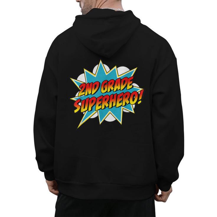 Second Grade Superhero Teacher Student 2nd Grade Comic Retro Men's Hoodie Back Print