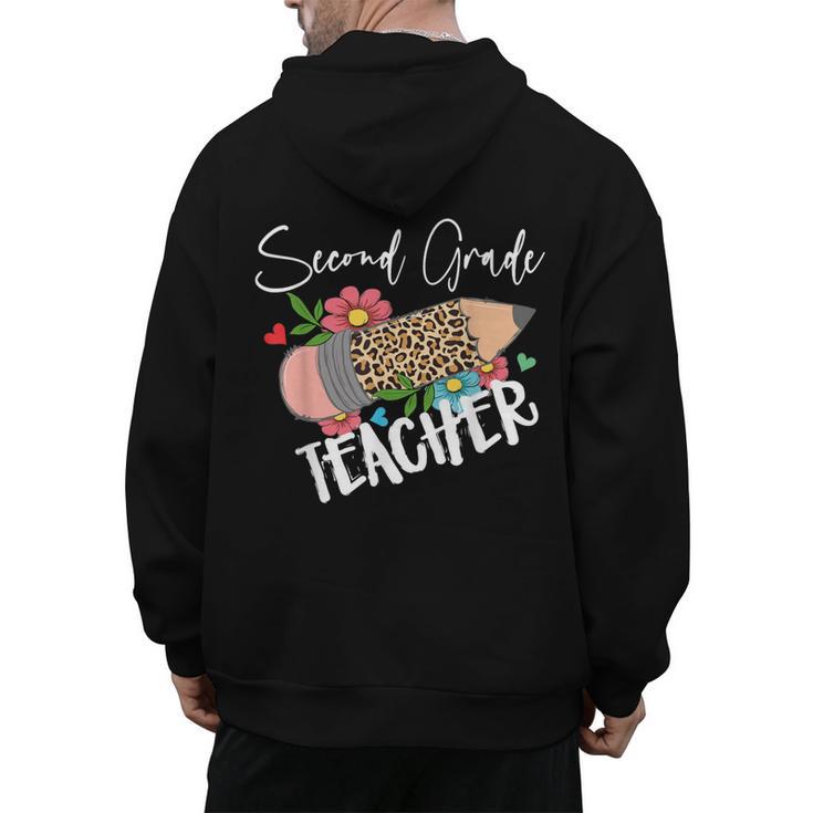 Second Grade Teacher Leopard Pencil 2nd Grade Women Teacher Men's Hoodie Back Print