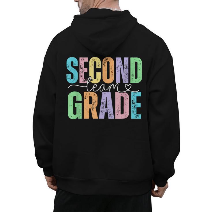 Second Grade Team Heart Teacher Student Back To School Girls Men's Hoodie Back Print