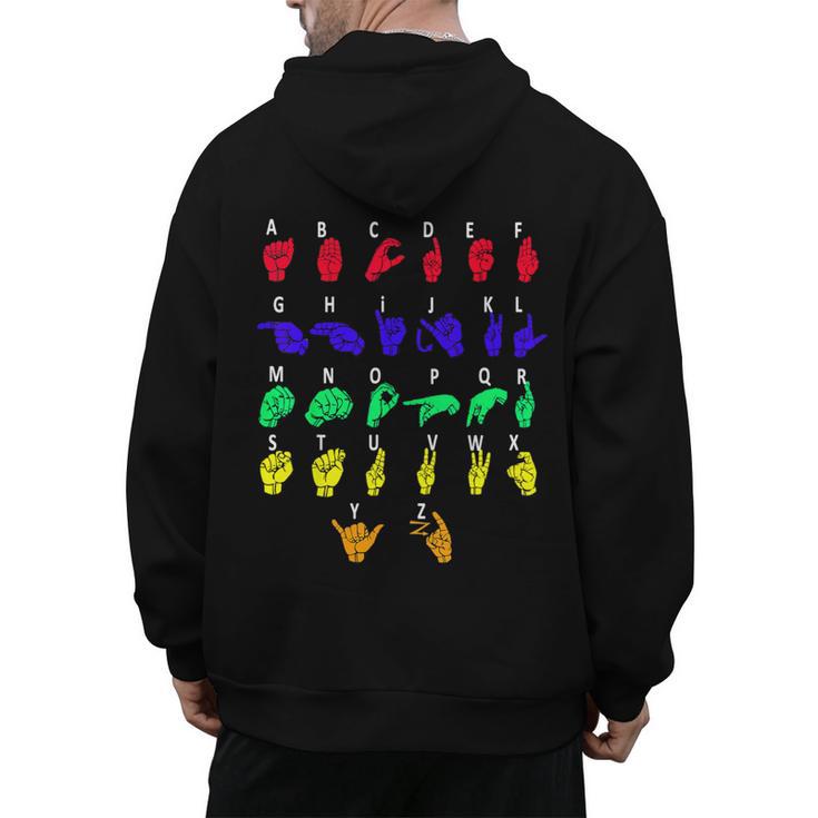 Sign Language Alphabet For ASL Interpreter Deaf Teacher Stud For Men Women Girls Kids Men's Hoodie Back Print