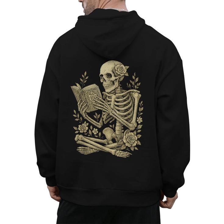 Skeleton Book Floral Skull Halloween Teacher Costume Men's Hoodie Back Print