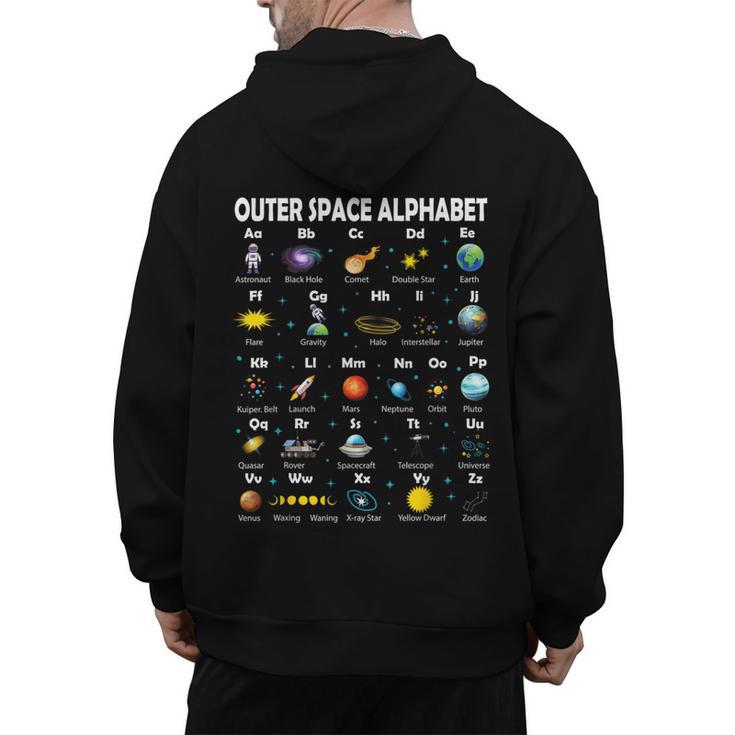 Space Alphabet Galaxy Astronaut Planets Student Teacher Men's Hoodie Back Print