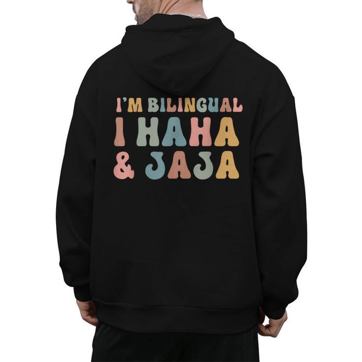 Spanish Teacher Groovy I'm Bilingual I Haha And Jaja Men's Hoodie Back Print