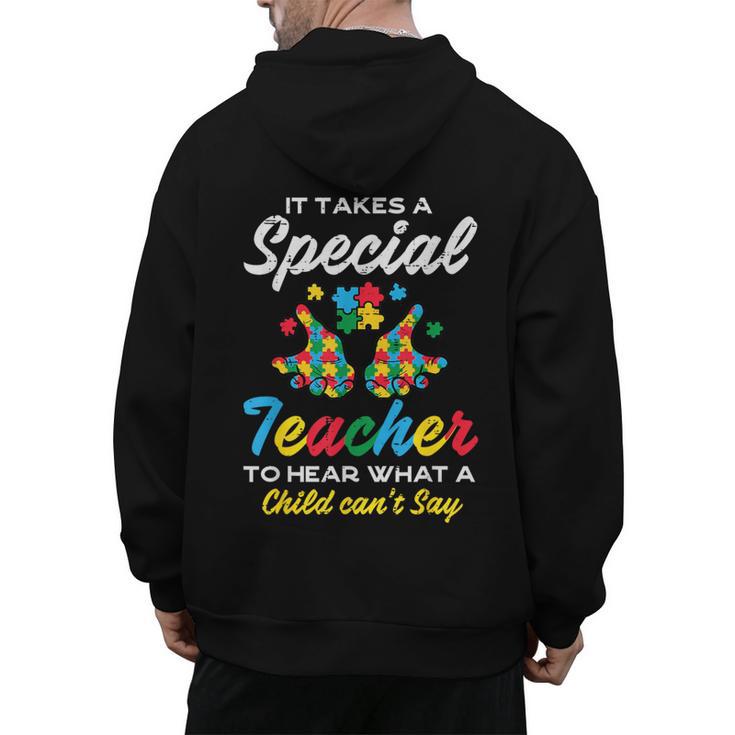 Special Teacher To Hear Child Cant Say Autism Awareness Sped Men's Hoodie Back Print