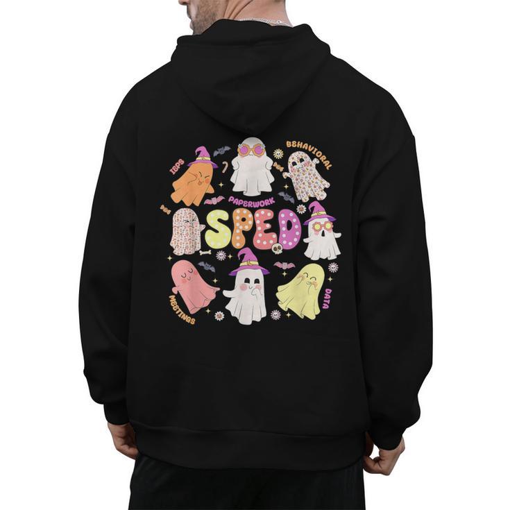 SPED Teacher Halloween Spooky Special Education Team Men Women Kids Men's Hoodie Back Print