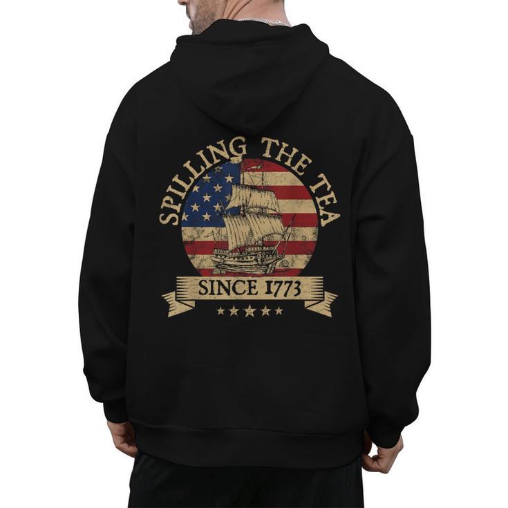 Spilling The Tea Since 1773 Vintage Us History Teacher Men's Hoodie Back Print