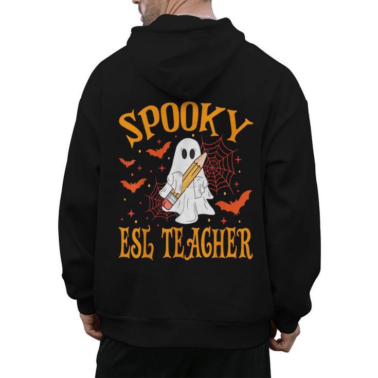 Spooky ESL Teacher Ghost Halloween School Women Men's Hoodie Back Print