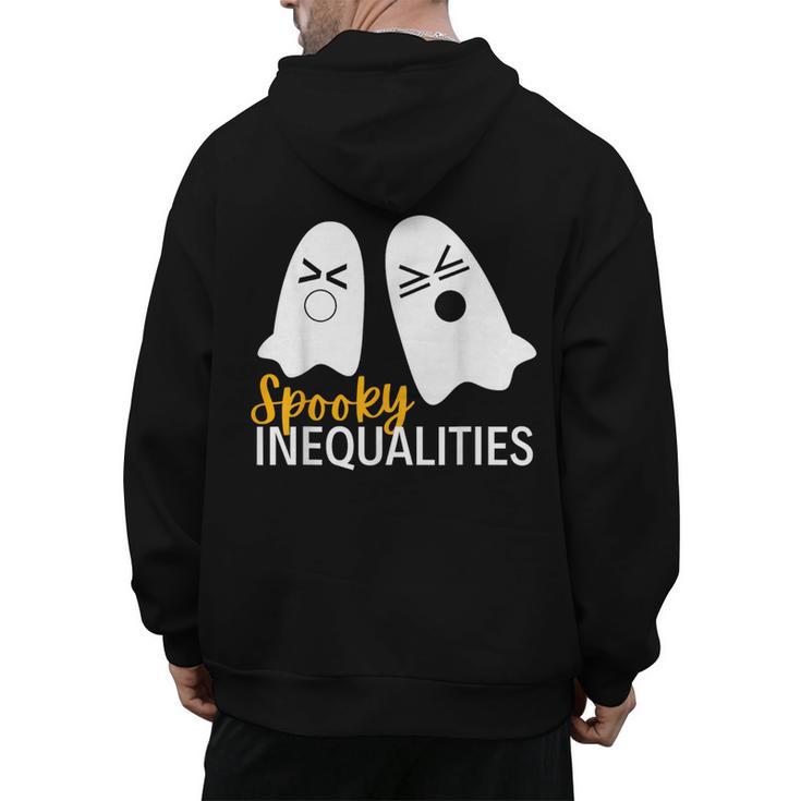 Spooky Ghost Inequalities Halloween Math Teacher Men's Hoodie Back Print