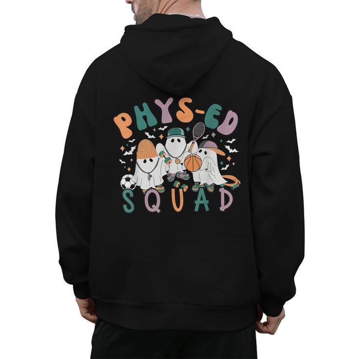 Spooky Ghost PE Teacher Squad Physical Education Halloween Men's Hoodie Back Print
