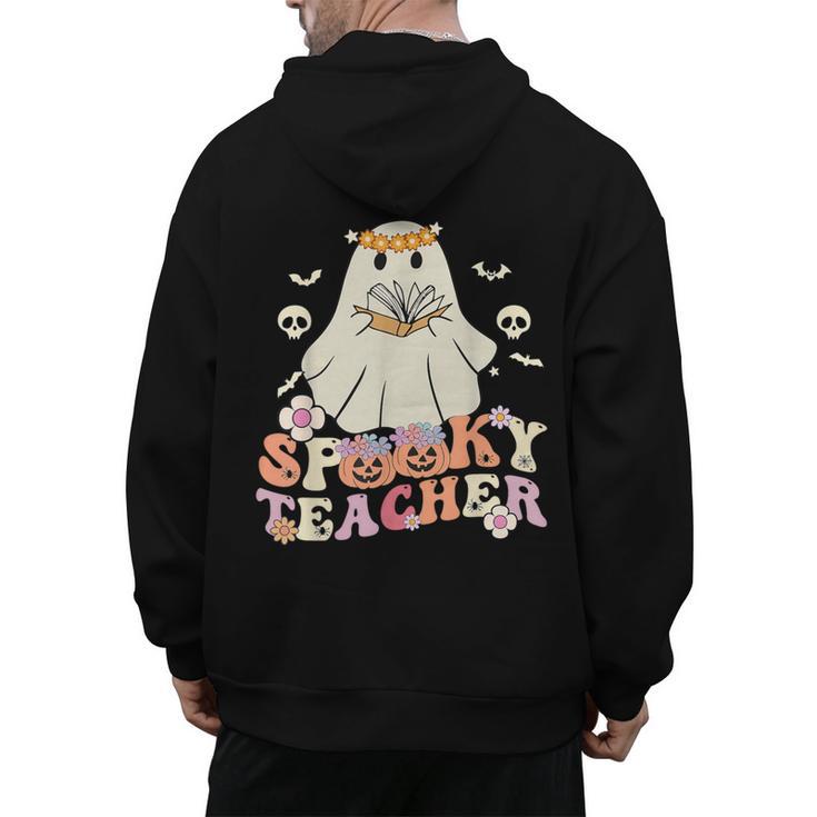 Spooky Teacher Groovy Retro Ghost Teacher Halloween 2023 For Men Women Kids Men's Hoodie Back Print