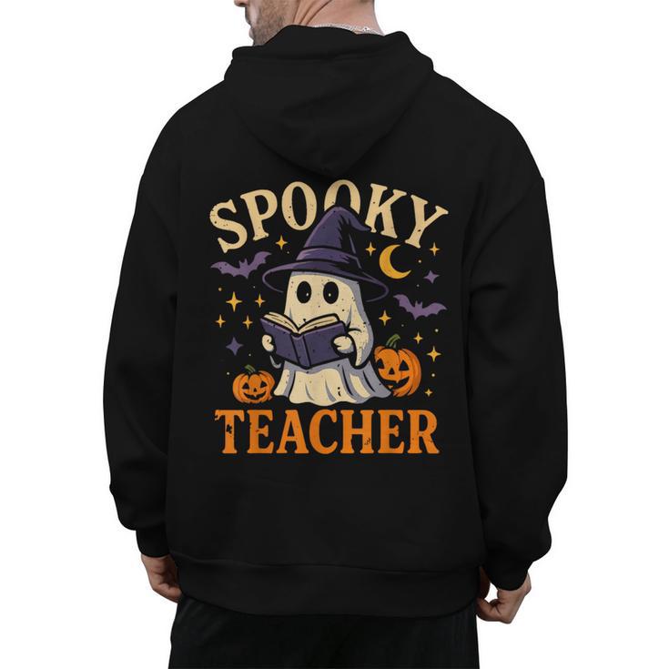 Spooky Teacher Halloween Cute Ghost Pumpkin Reading Women Men's Hoodie Back Print