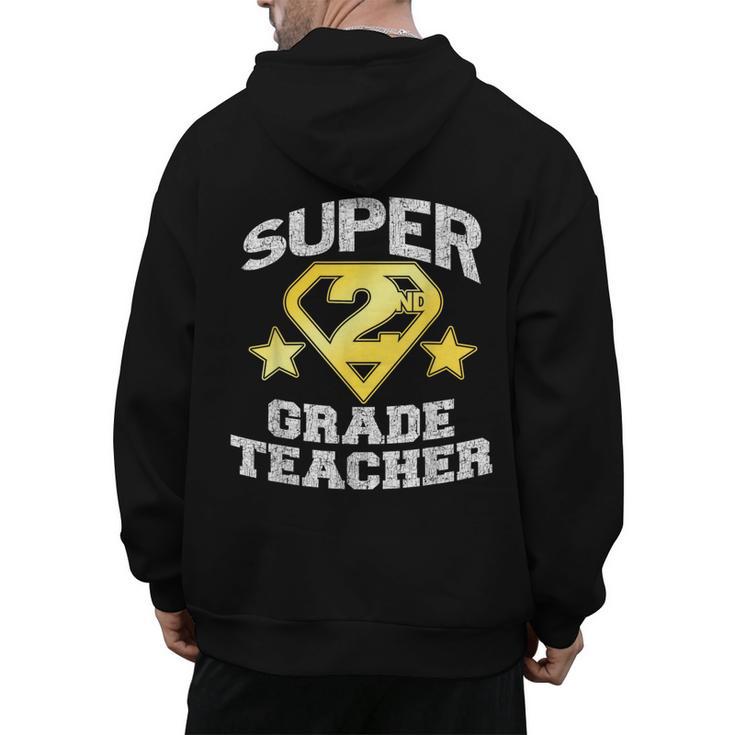 Super 2nd Grade Teacher Hero Men's Hoodie Back Print